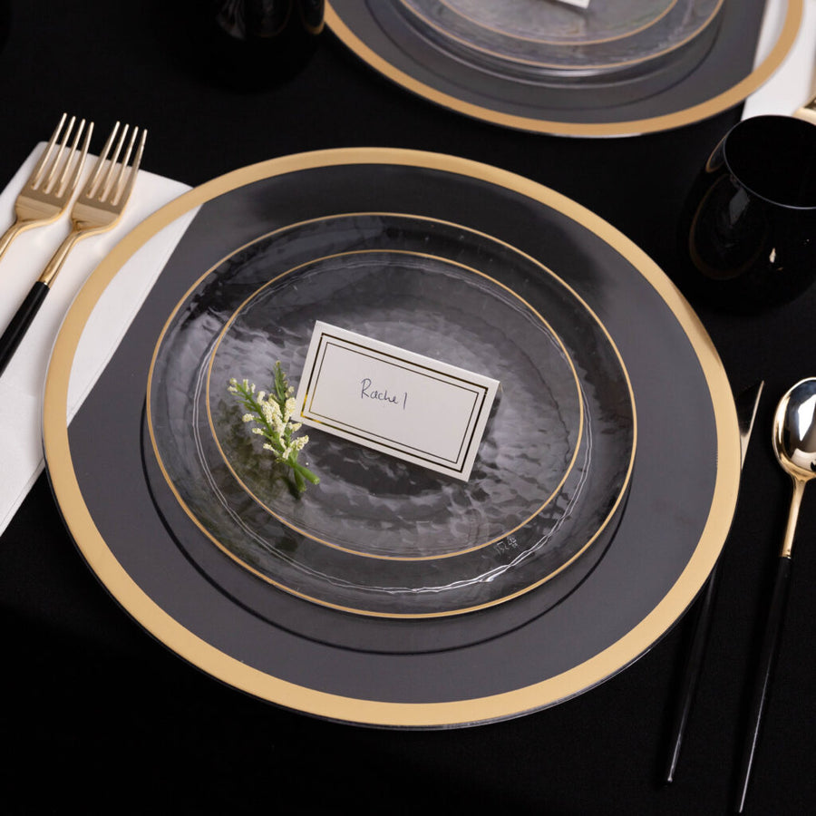 Clear Hammered Organic Gold Rim Combo Plates - 32 Count
