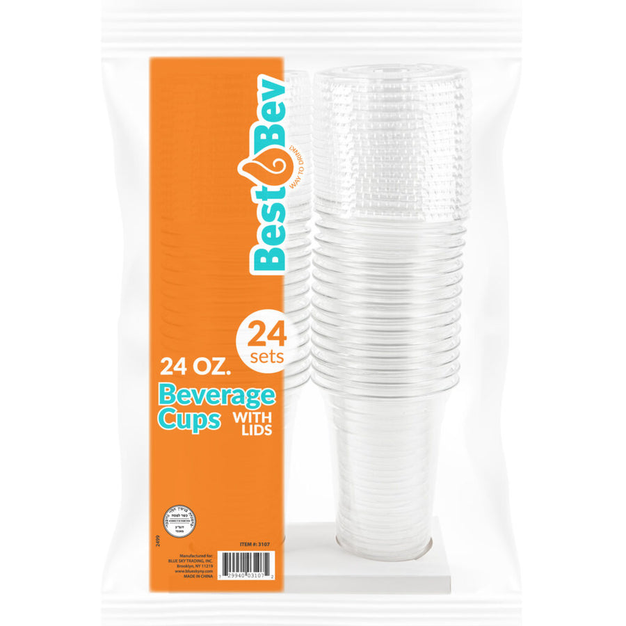 Beverage Cups With Lids 24 oz - 24 Count - The Closeout Connection