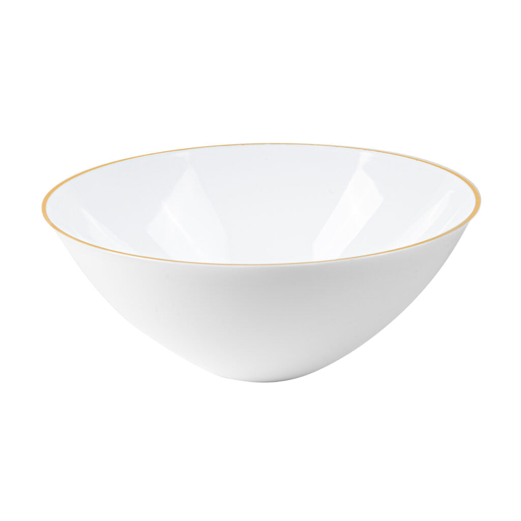 Organic Salad Bowl White/Gold Rim 58 oz - The Closeout Connection#Color_White-Gold