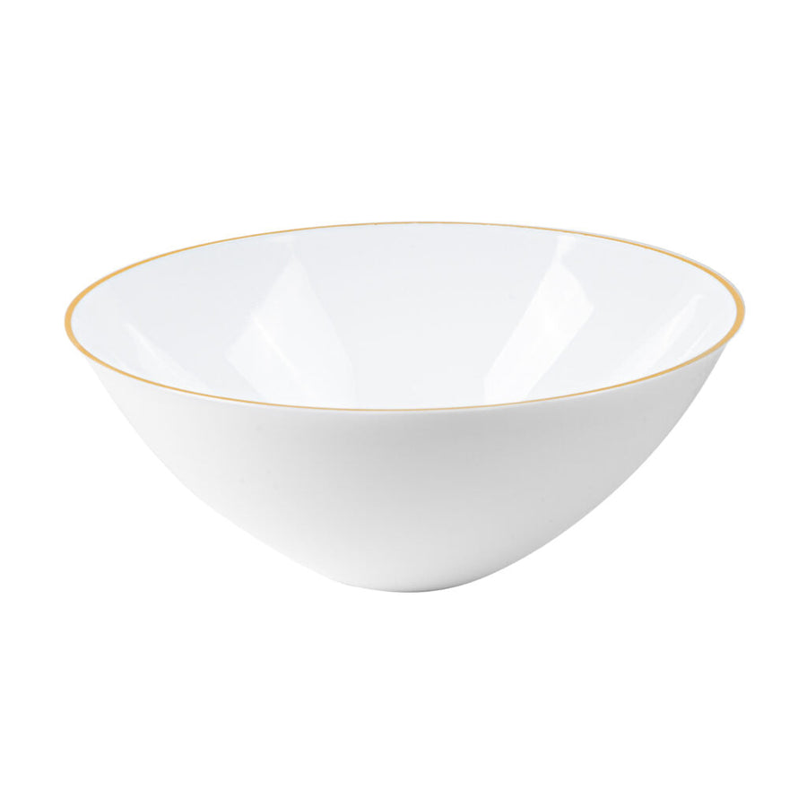 Organic Salad Bowl White/Gold Rim 58 oz - The Closeout Connection