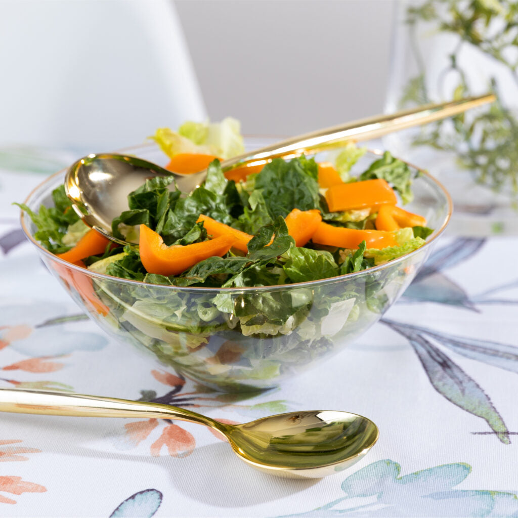 Organic Salad Bowl Clear/Gold Rim 58 oz - 1 Count
