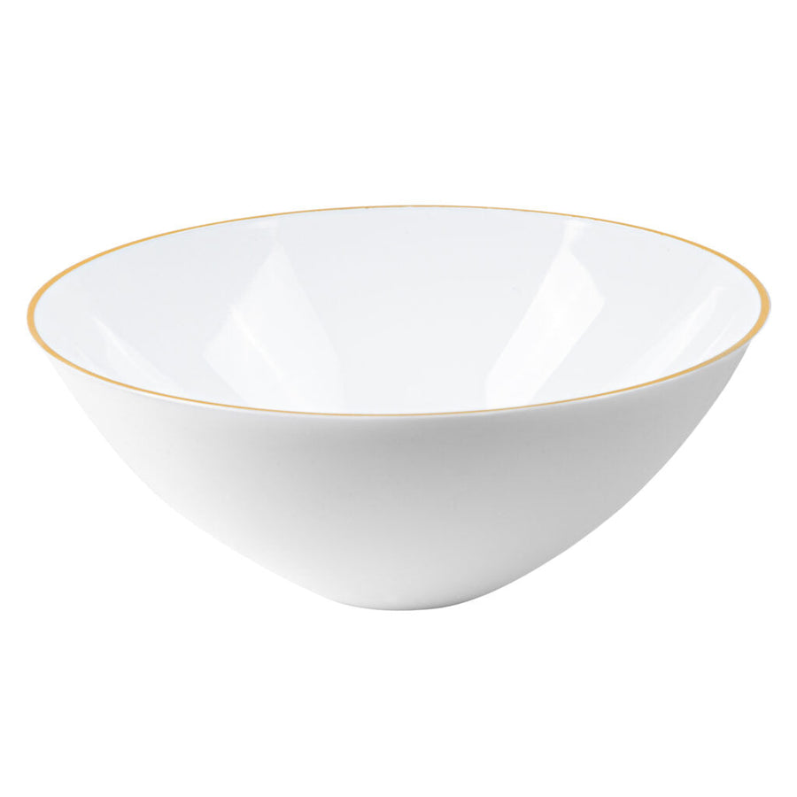 Organic Large Salad Bowl White/Gold Rim 112 oz - The Closeout Connection