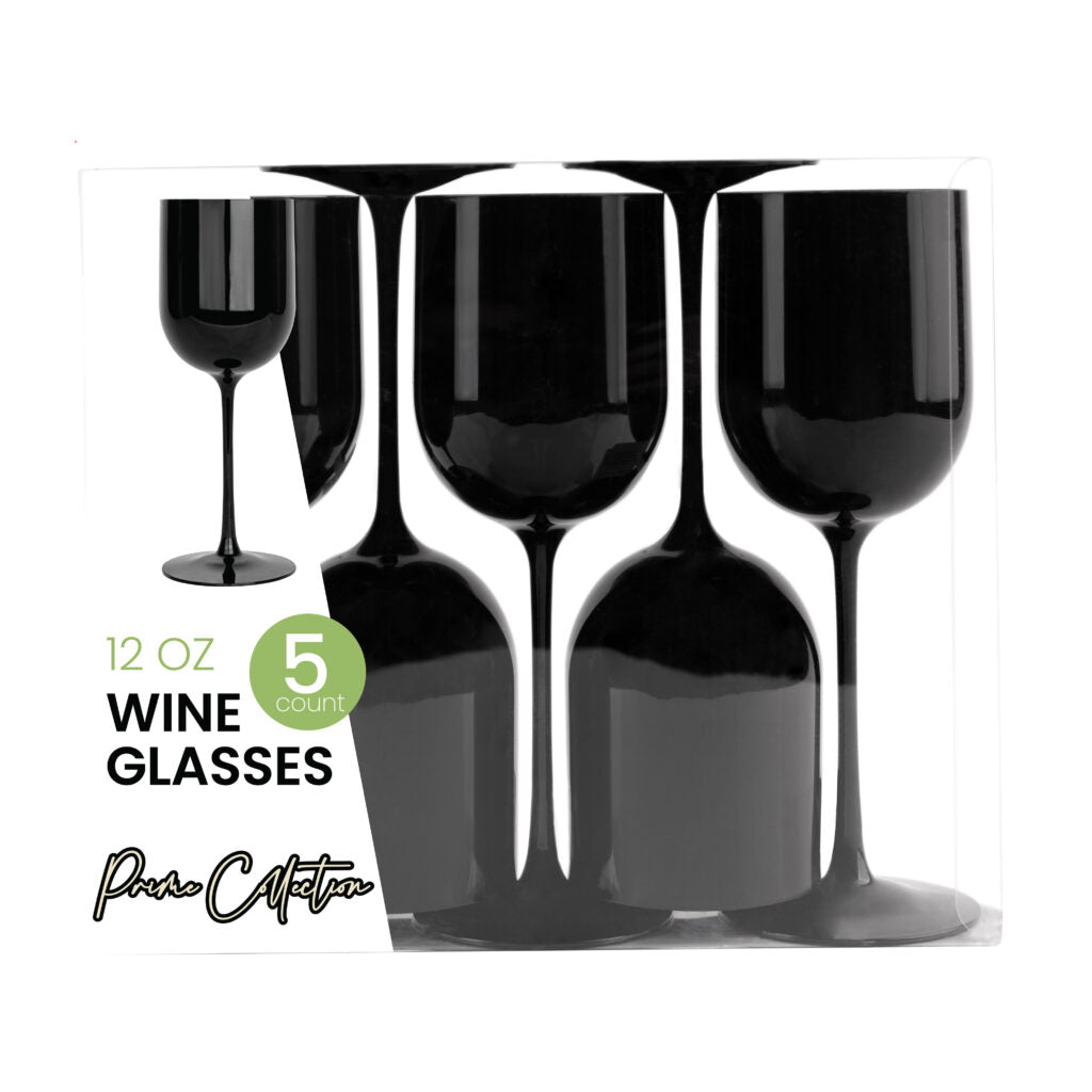 Black Wine Goblets 12 oz - 5 Count