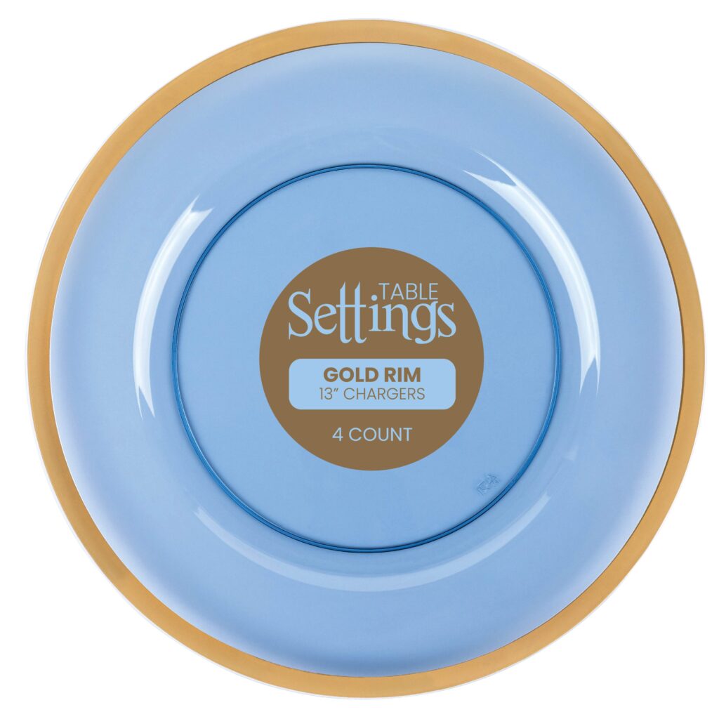 Blue with Gold Rim Chargers 13" - 4 Count