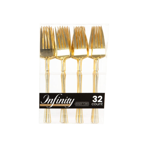 Infinity Flatware Collection Gold Dinner Forks - 32 Count#Color_Gold#Type_Dinner Forks - 32 Count