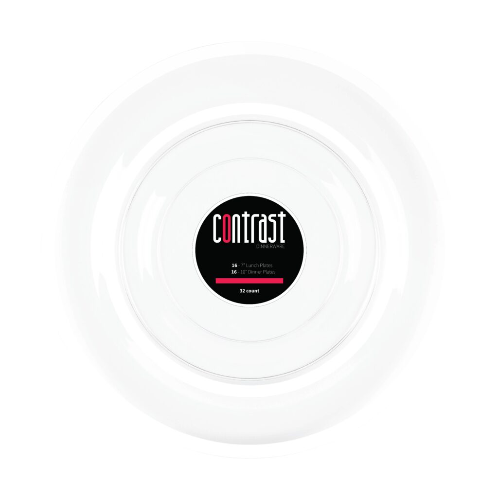 Contrast Combo Plates - 32 ct - The Closeout Connection#Color_Clear-White
