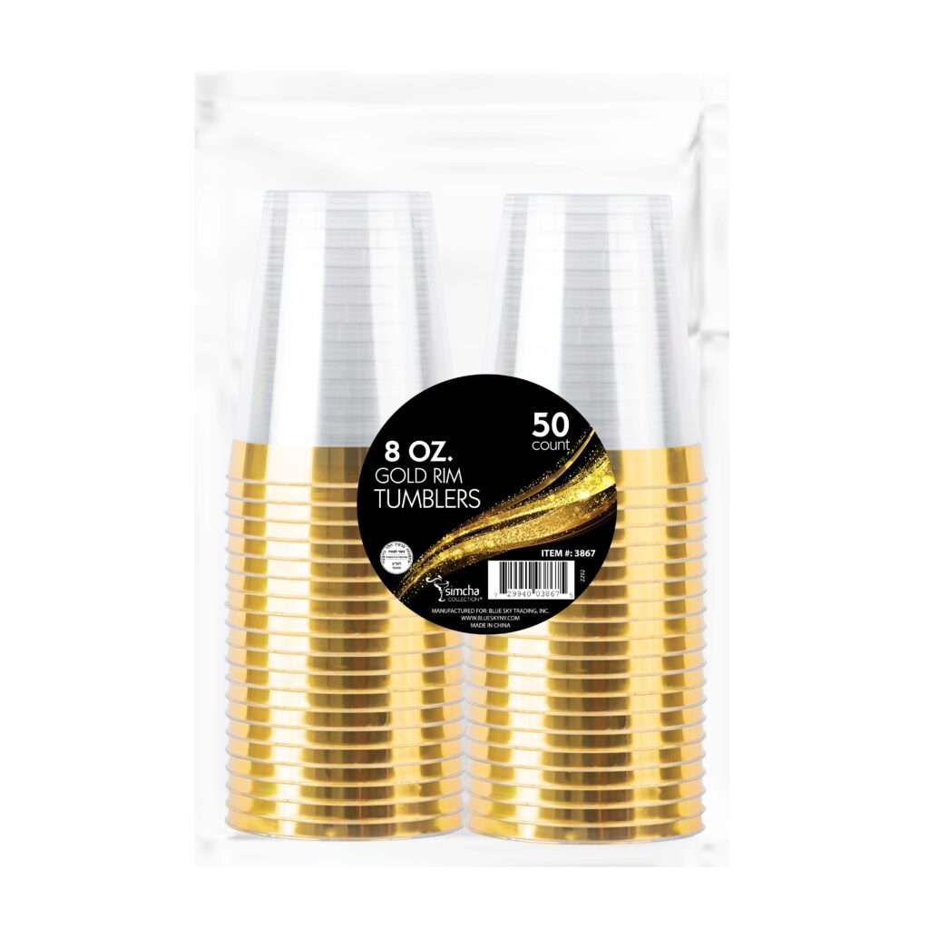 Gold Rim Tumblers 8 oz - 50 Count