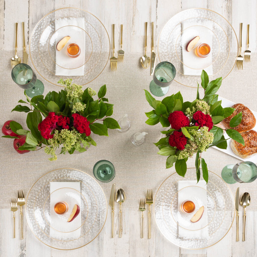 Organic Hammered Plates Clear with Gold Rim 7 in & 10 in - 32 Count - The Closeout Connection