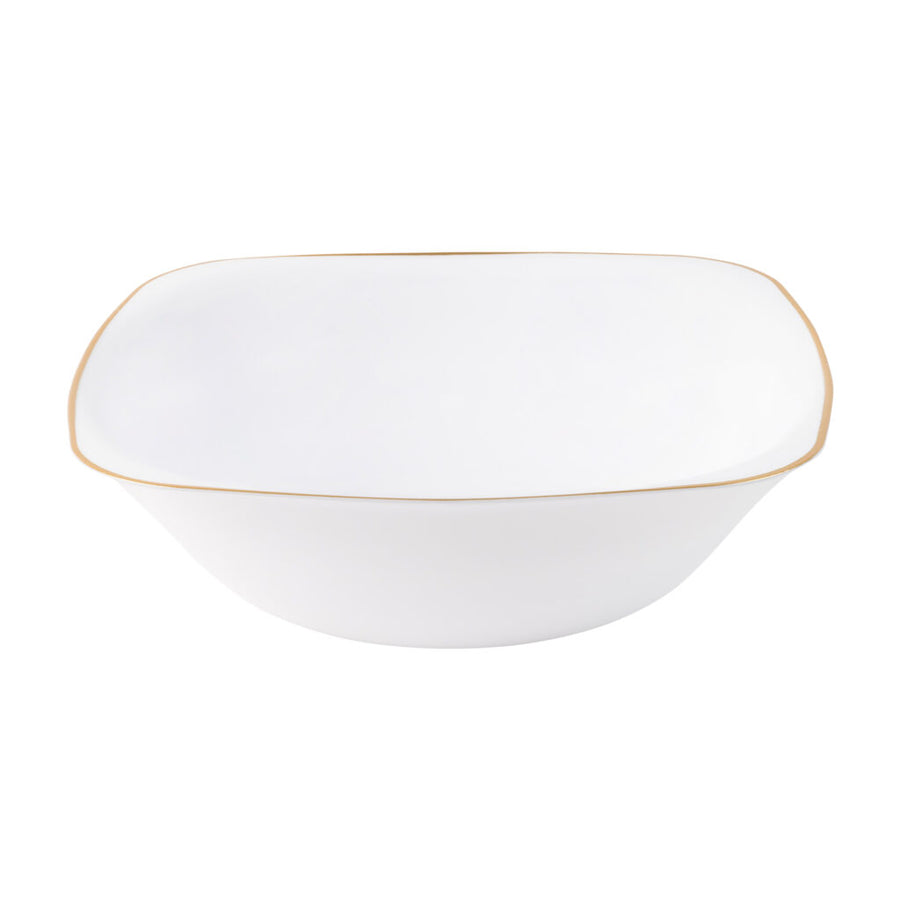 Organic Square Bowls White/Gold Rim 16 oz - 10 Count