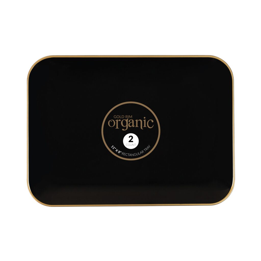 Organic Black/Gold Rim Tray 8" x 11" - 2 Count