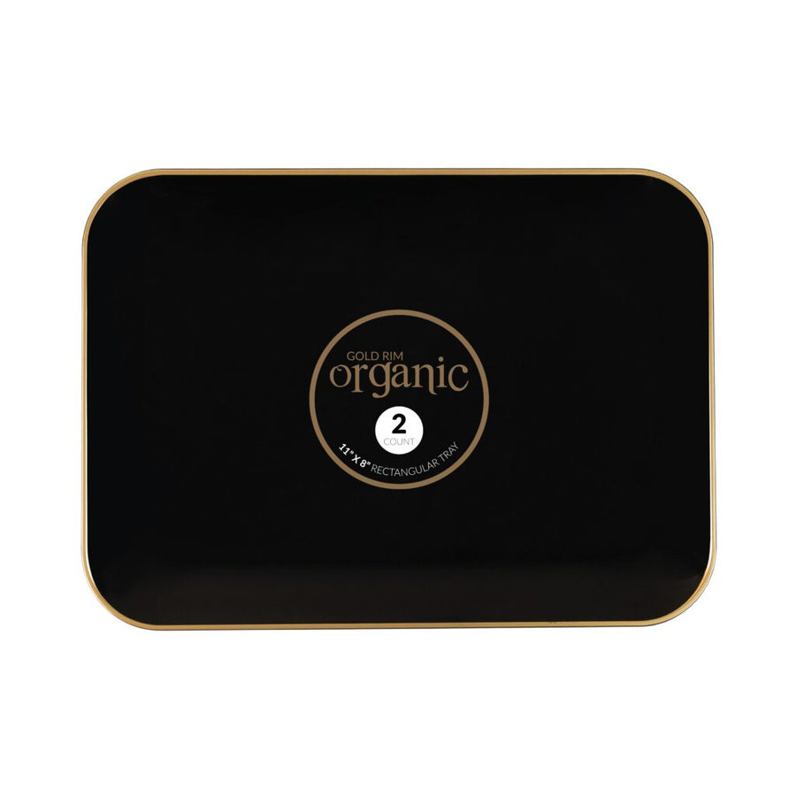 Organic Black/Gold Rim Tray 8" x 11" - 2 Count