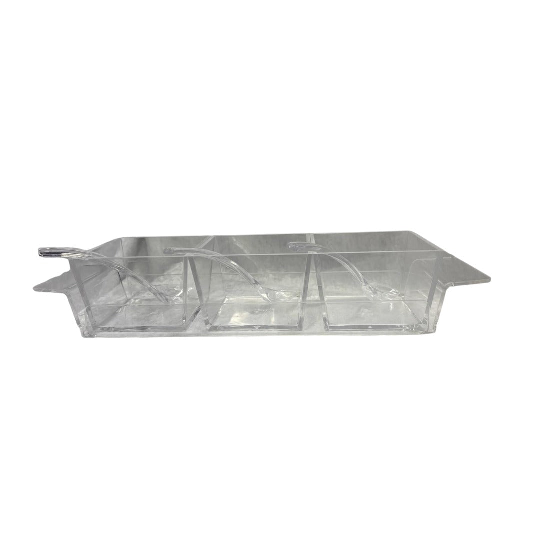 Lucite Clear 3 Section Spoon Tray