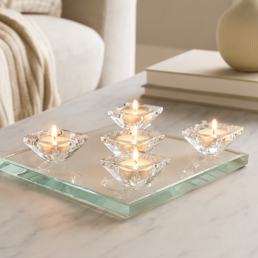 Square Flat 5 Candle Holder - The Closeout Connection