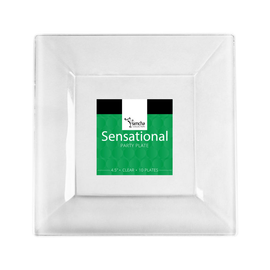 Square White/Clear Heavy Duty Plastic Plates - 10ct - The Closeout Connection