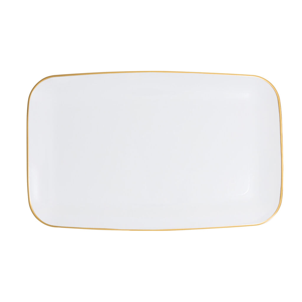 Organic Gold Rim Tray Rectangle White#Color_White