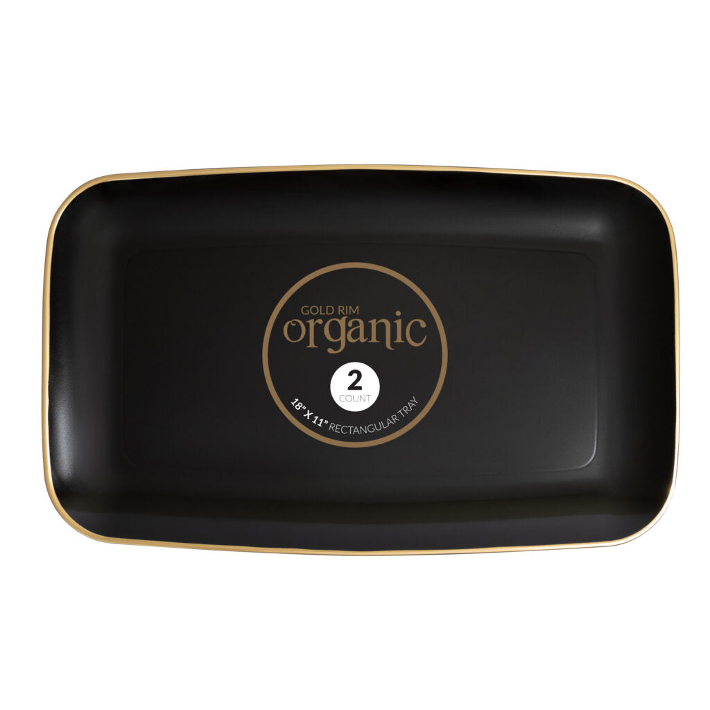 Organic Gold Rim Tray Rectangle Black#Color_Black
