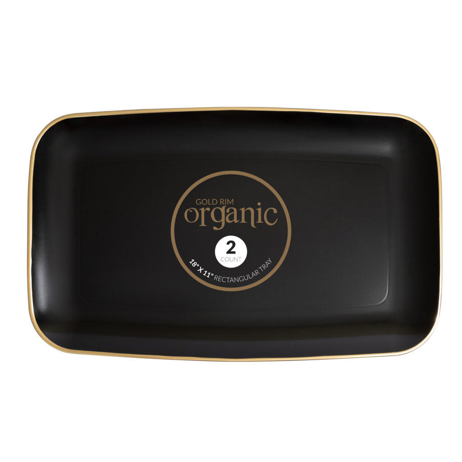 Organic Gold Rim Tray Rectangle Black