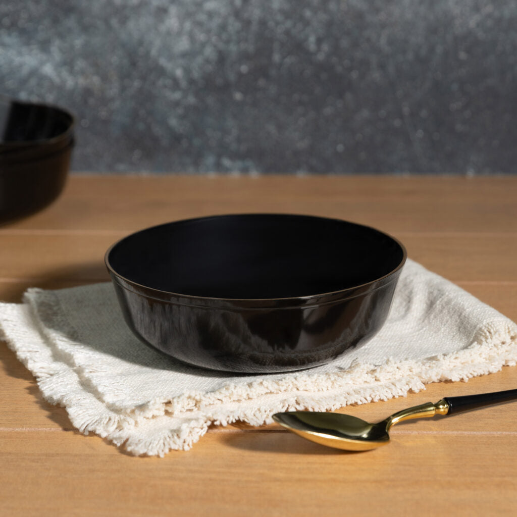 Edge Collection Soup Bowls Black/Gold Rim 16 oz - 10 Count