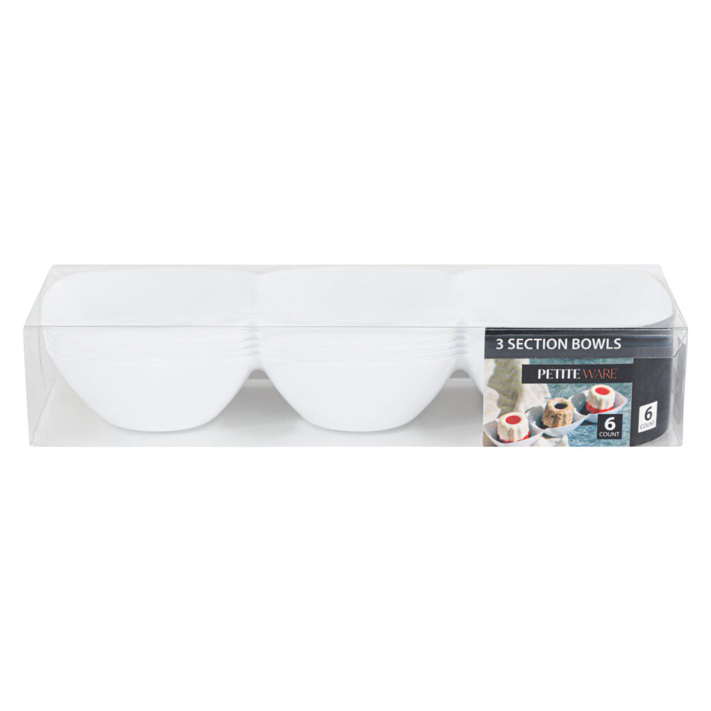 Petiteware 3 Section Bowls White - 6 Count
