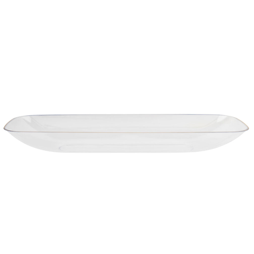 Organic Salad Bowl 76 oz Rectangle Clear Gold Rim - 1 Count - The Closeout Connection