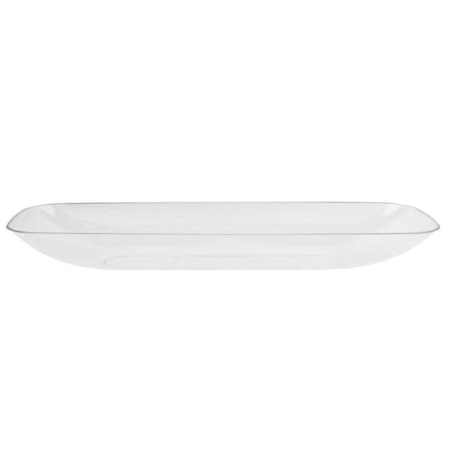 Organic Collection Rectangle Salad Bowl Gold Rim - Clear-Gold