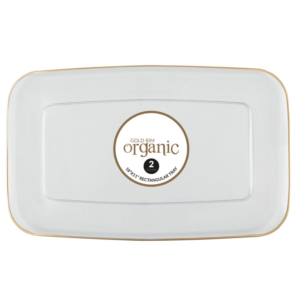 Organic Gold Rim Tray Rectangle Clear#Color_Clear