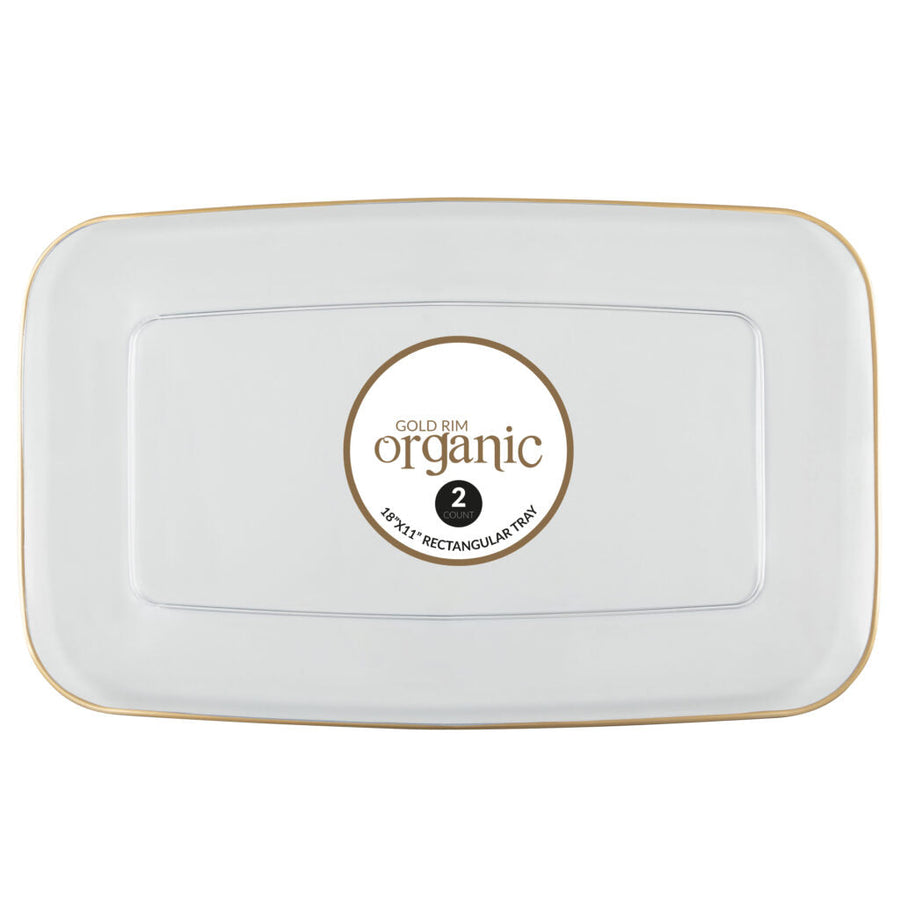 Organic Gold Rim Tray Rectangle Clear
