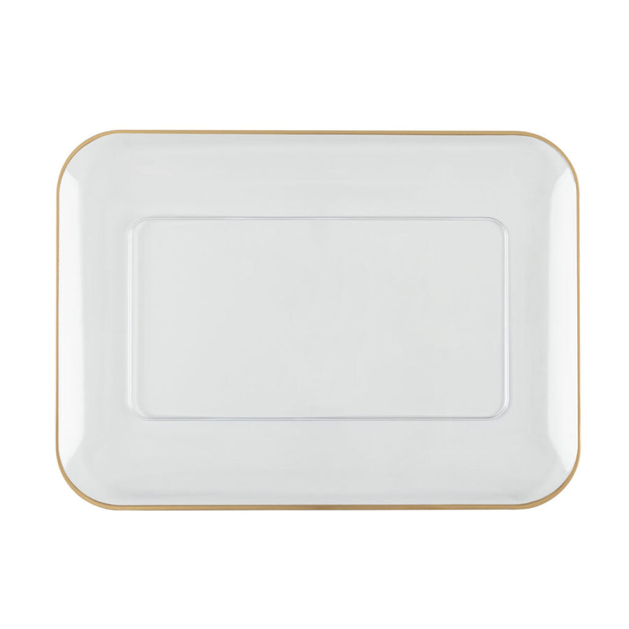 Organic Rectangle Tray 8″ x 11″ Clear/Gold Rim - The Closeout Connection