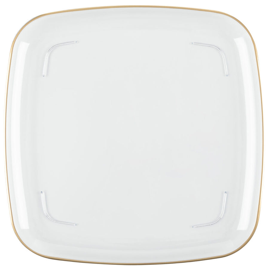 Organic Square Tray 14 in Clear Gold Rim - 2 Count - The Closeout Connection