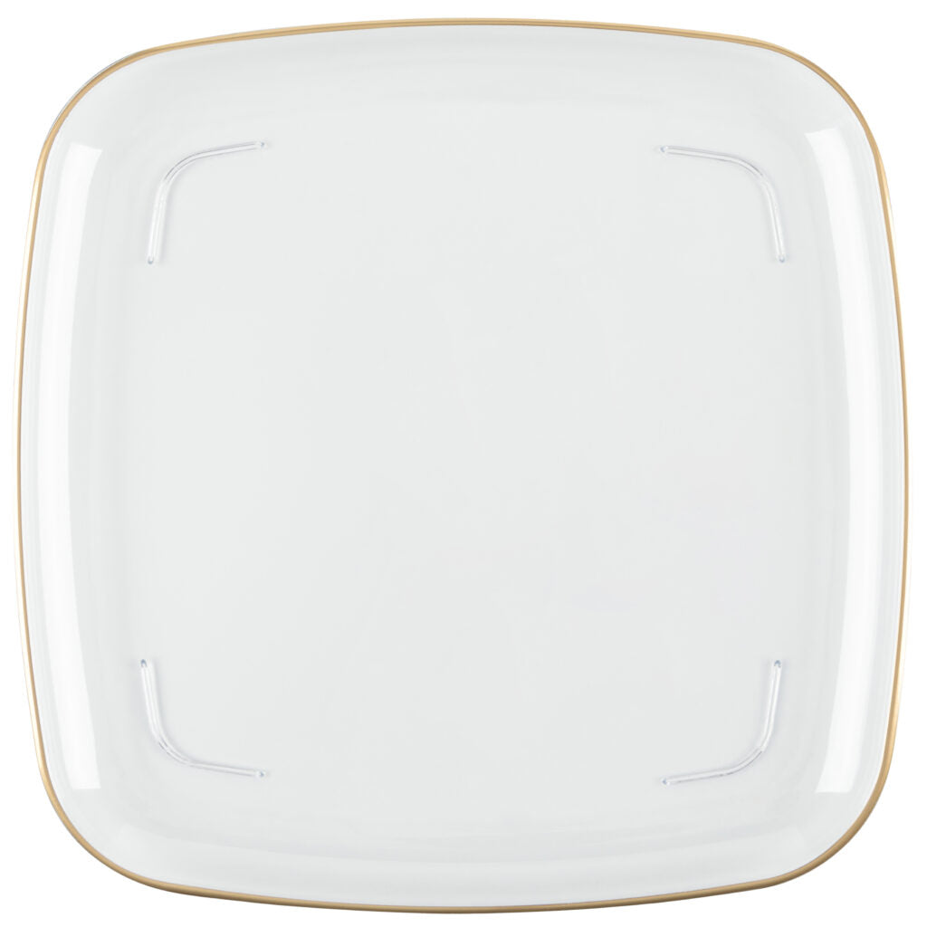 Organic Square Tray 14" Clear/Gold Rim 2ct - The Closeout Connection#Color_Clear-Gold