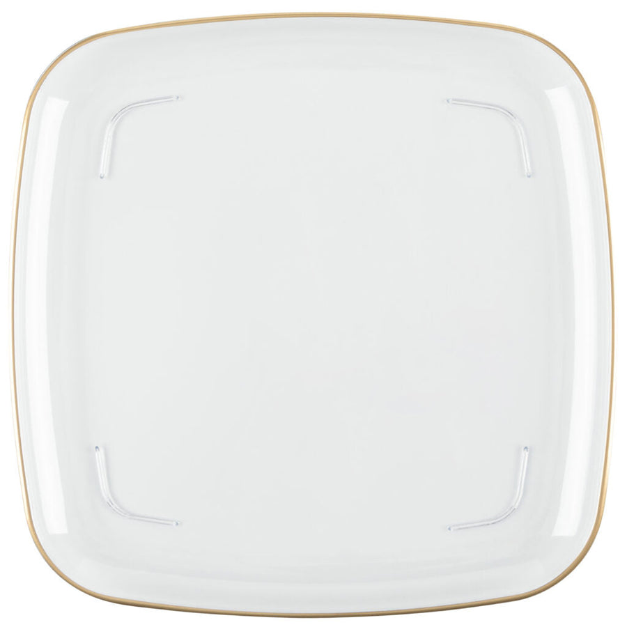 Organic Square Tray 14" Clear/Gold Rim 2ct - The Closeout Connection