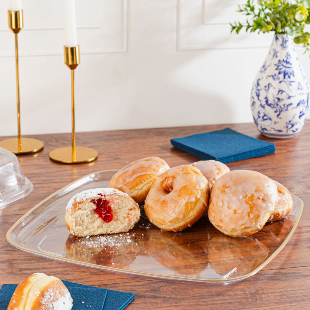 Organic Square Tray 14 in Clear Gold Rim - 2 Count - The Closeout Connection