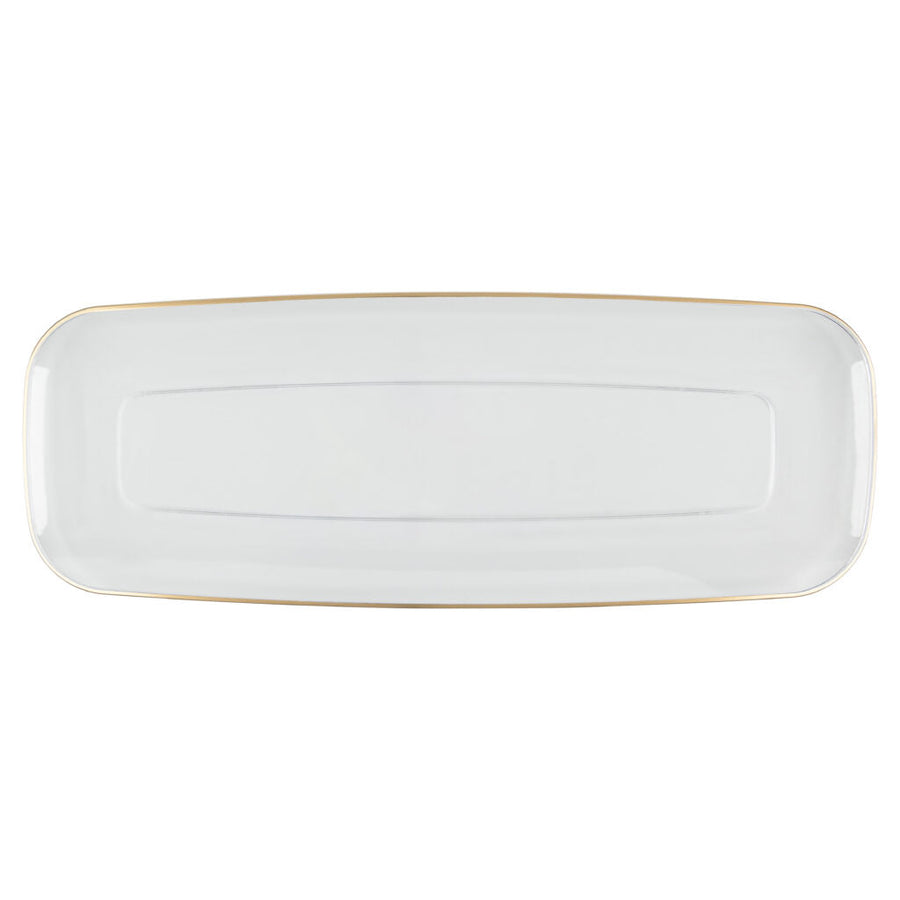 Organic Rectangle Tray 17.5″ Clear/Gold Rim - The Closeout Connection