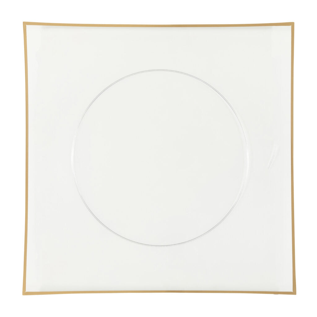 Square Flat Clear Gold Rim Chargers 13" - 4 Count