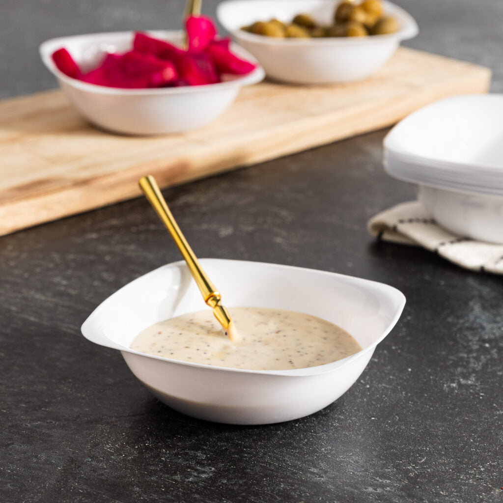 Organic Square White 6 oz Bowls - The Closeout Connection#Color_White