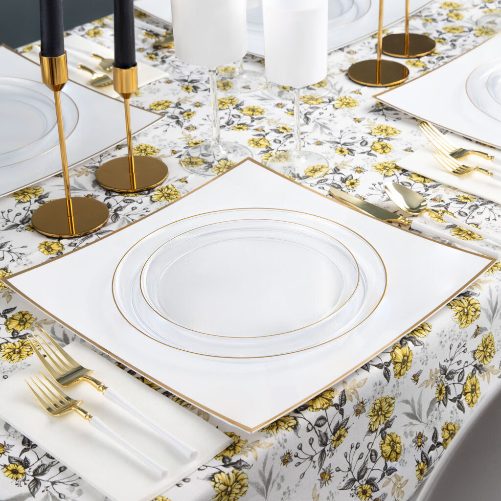 Edge Collection Clear/Gold Rim Combo Plates - 20 Count