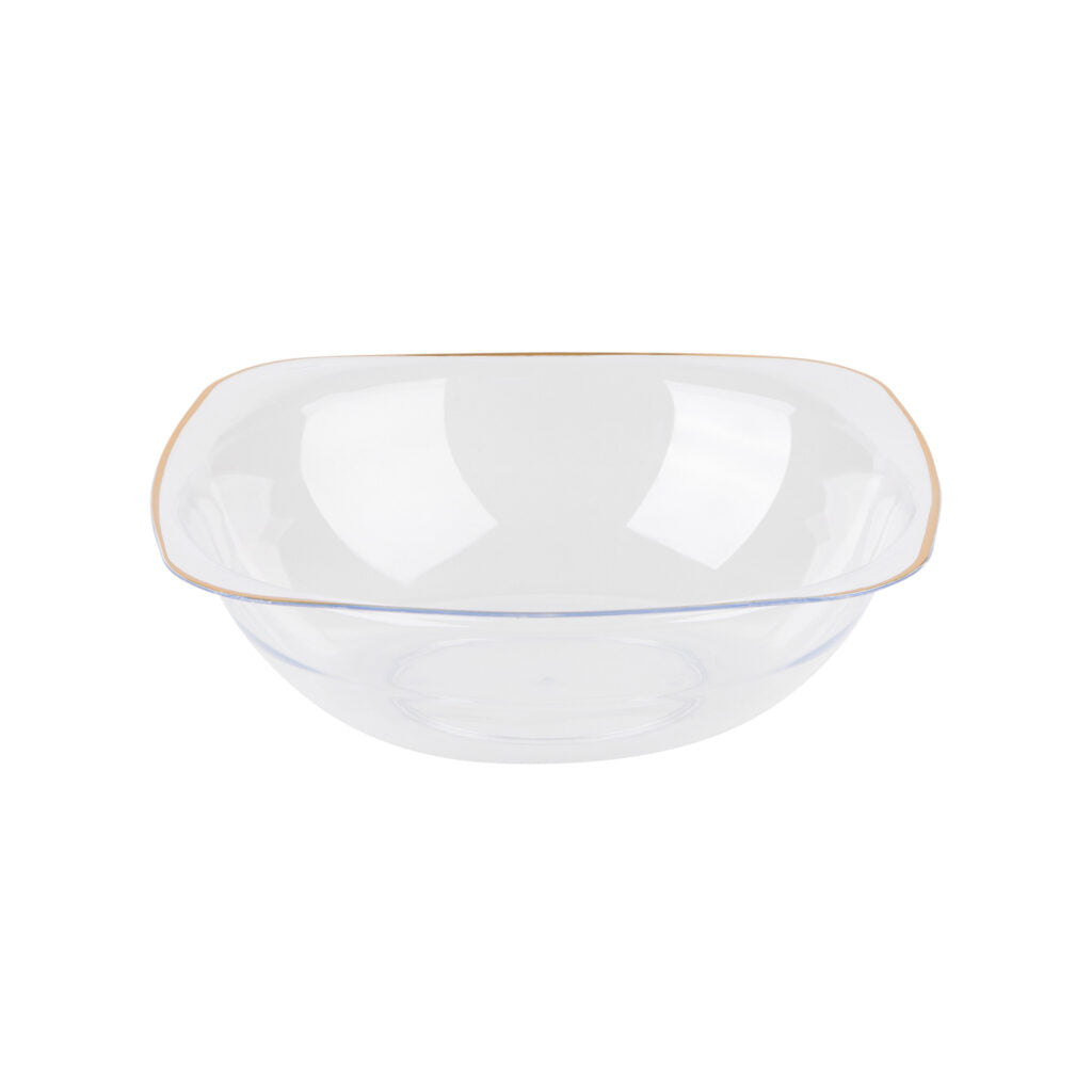 Organic Square Bowls Clear/Gold Rim 16 oz - 10 Count