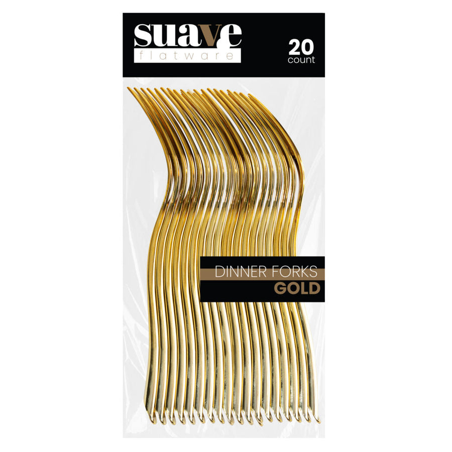Suave Flatware Gold Dinner Forks - 20 Count
