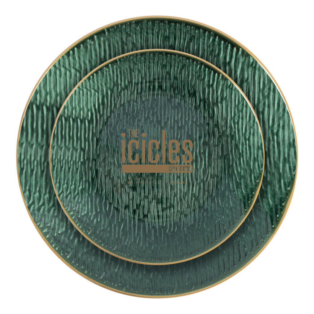Icicles Gold Rim Combo Plates 7" & 10" - 24 Count - Green#Color_Green-Gold