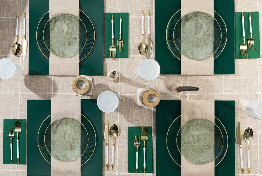 Icicles Gold Rim Combo Plates 7" & 10" - 24 Count - Green