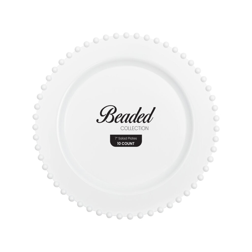 Beaded Collection White 7" Plates - 10 Count