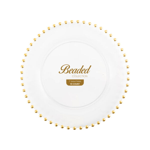Beaded Collection Clear and Gold 7" Salad Plates