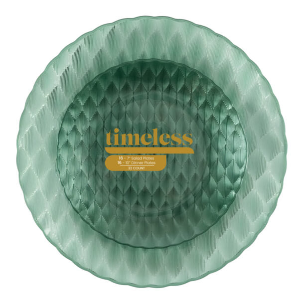 Timeless Combo 7″ & 10″ Plates - 32 Count#Color_Green