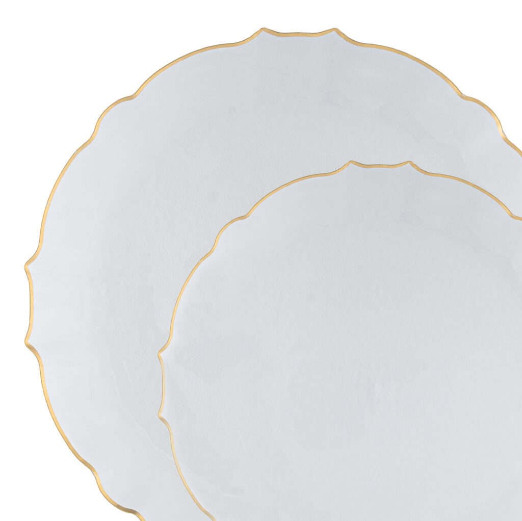 Aristocratic Clear & Gold Rim Plates Combo Set - The Closeout Connection