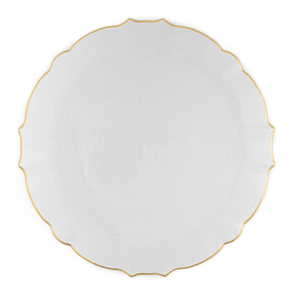 Aristocratic Clear & Gold Rim scalloped plate detail - The Closeout Connection