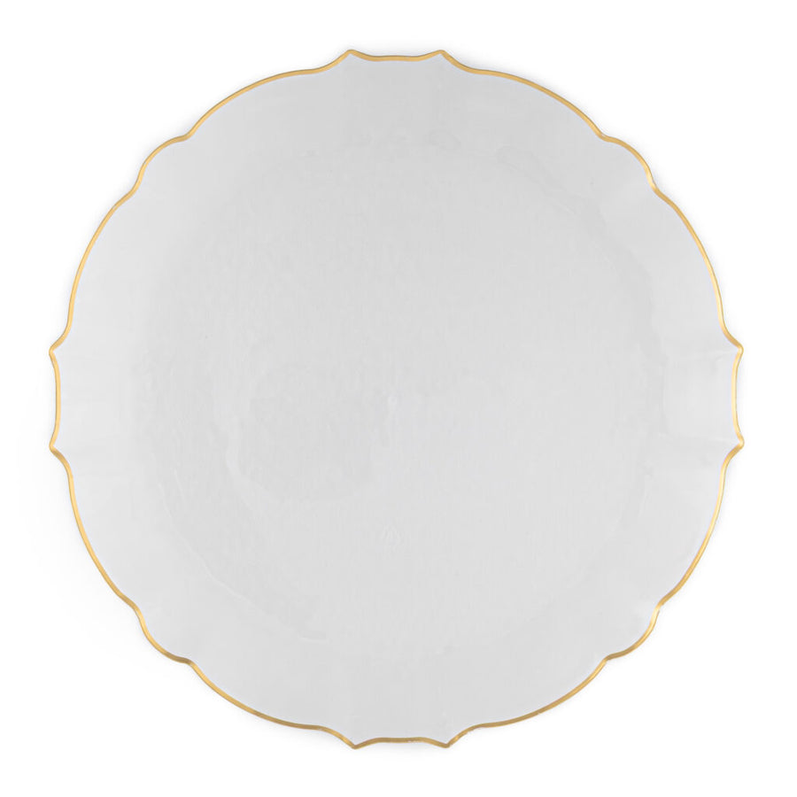 Aristocratic Clear & Gold Rim scalloped plate detail - The Closeout Connection