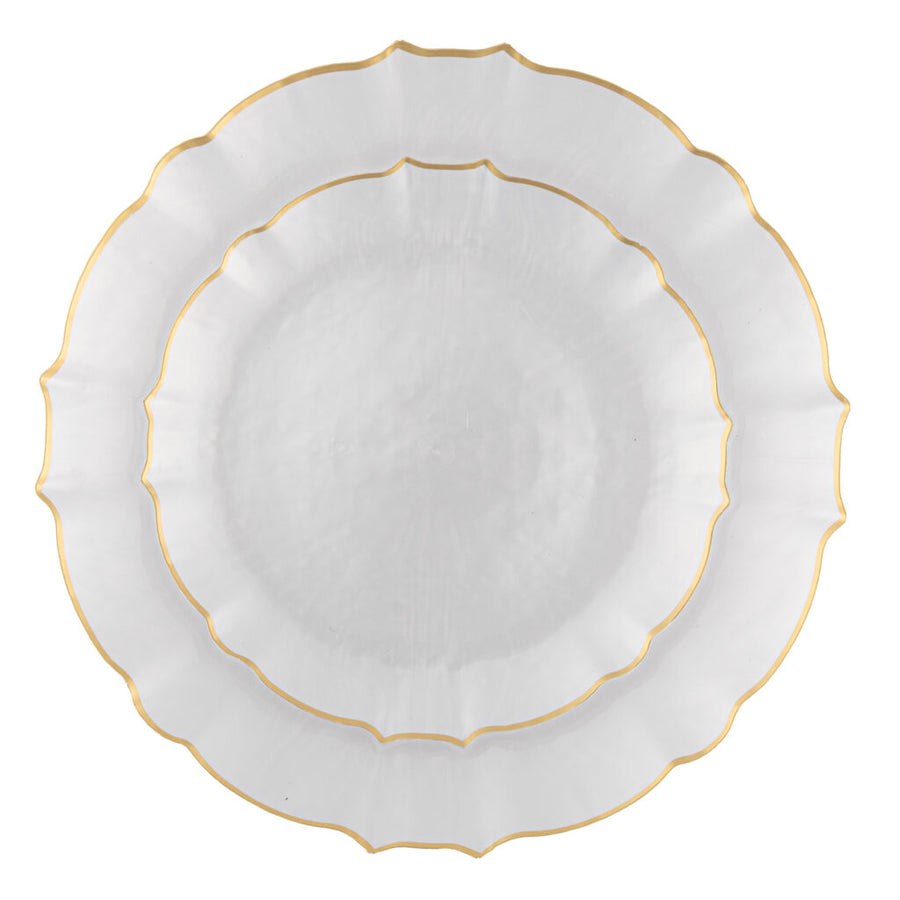 Aristocratic Pearl & Gold Rim salad and dinner plates nested - The Closeout Connection