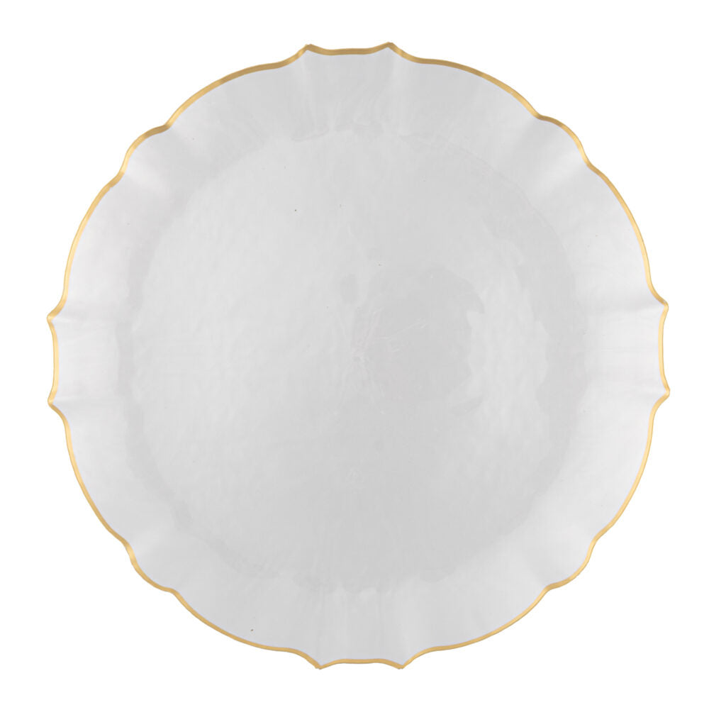 Aristocratic Pearl & Gold Rim scalloped plate detail - The Closeout Connection