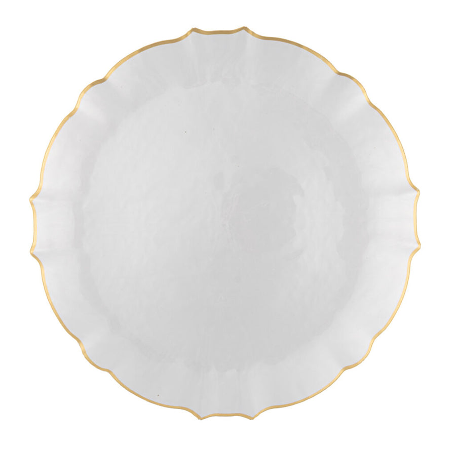 Aristocratic Pearl & Gold Rim scalloped plate detail - The Closeout Connection