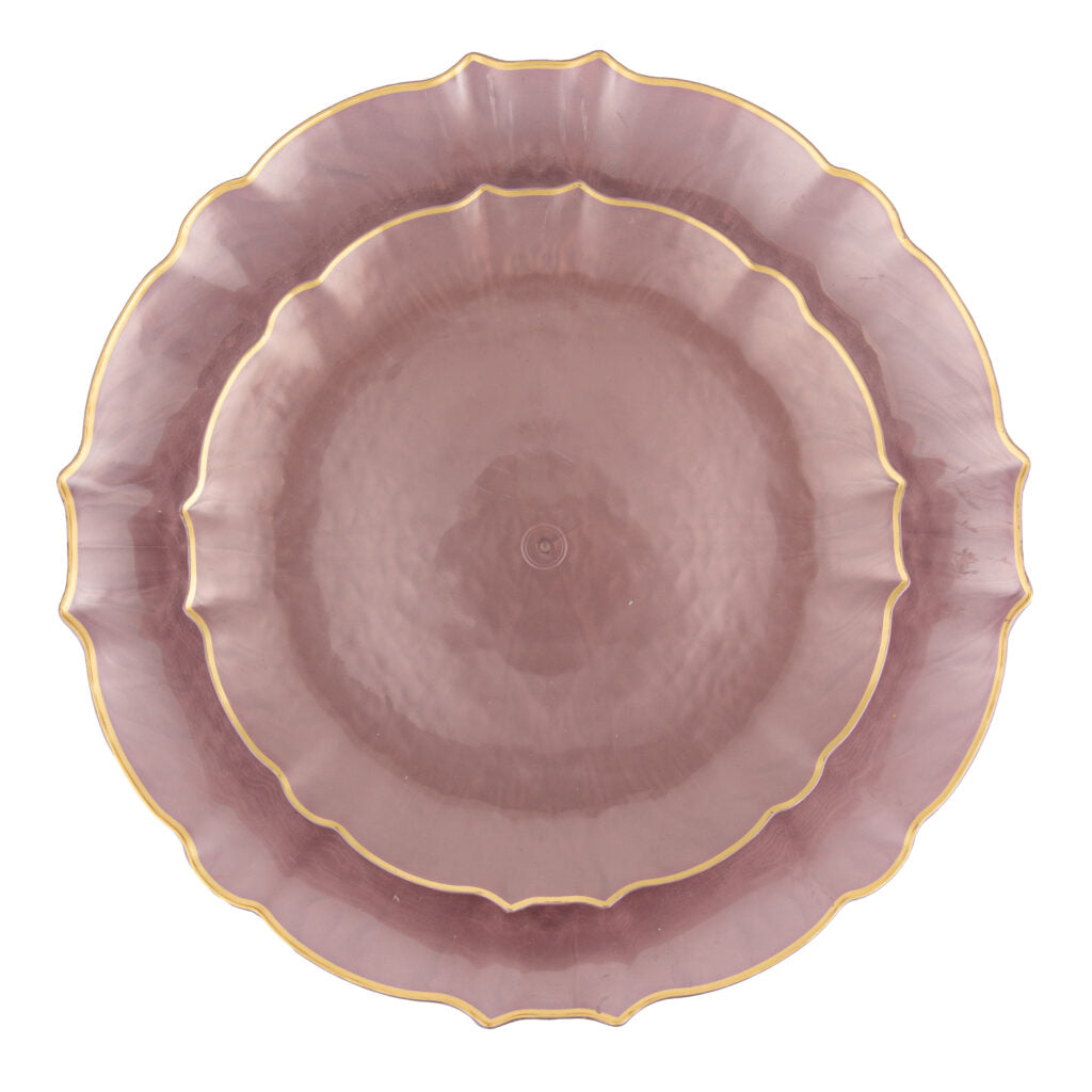 Aristocratic Pearl Pink & Gold Rim plates nested - The Closeout Connection
